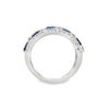 18K White Gold Sapphires and Diamond Ring in Checker Pattern