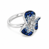 Leo Pizzo 18K White Gold Blue Sapphire and Diamond Flower Ring