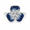 Leo Pizzo 18K White Gold Blue Sapphire and Diamond Flower Ring