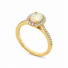 14K Yellow Gold Opal and Diamond Ring