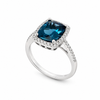 14K White Gold Blue Topaz and Diamond Ring