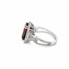 14K White Gold Emerald Cut Watermelon Tourmaline and Diamond Halo and Shank Ring