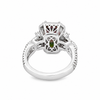 14K White Gold Emerald Cut Watermelon Tourmaline and Diamond Halo and Shank Ring