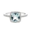 14K White Gold Aquamarine Halo Ring
