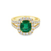 14K Yellow Gold Emerald Halo Ring