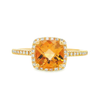 14K Yellow Gold Cushion Citrine & Diamond Halo Ring