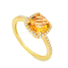 14K Yellow Gold Cushion Citrine & Diamond Halo Ring