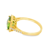 14K Yellow Gold Cushion Peridot & Diamond Halo Ring