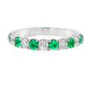 18K White Gold Emerald and Diamond Alternating Ring