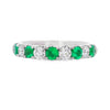 18K White Gold Alternating Emerald and Diamond Ring
