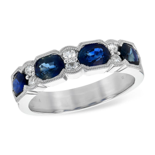 Allison Kaufman 14K White Gold Sapphire & Diamond Ring