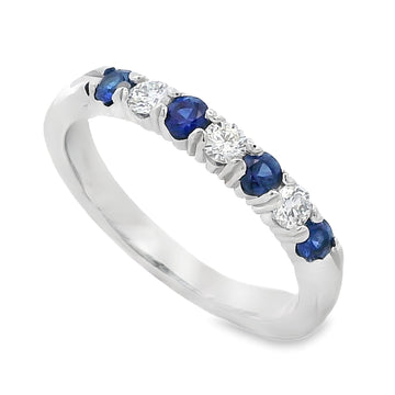 Roman Jewelers Signature 14K White Gold Sapphire & Diamond 7-Stone Band