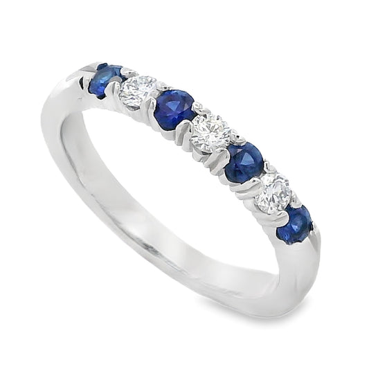 Roman Jewelers Signature 14K White Gold Sapphire & Diamond 7-Stone Band