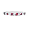 Roman Jewelers Signature 14K White Gold Ruby and Diamond Alternating Anniversary Band