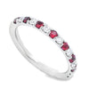 Roman Jewelers Signature 14K White Gold Ruby and Diamond Alternating Anniversary Band