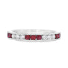 Roman Jewelers Signature 14K White Gold Ruby & Diamond Milgrain Detail Ring