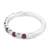 Roman Jewelers Signature 14K White Gold Ruby& Diamond Alternating Anniversary Band