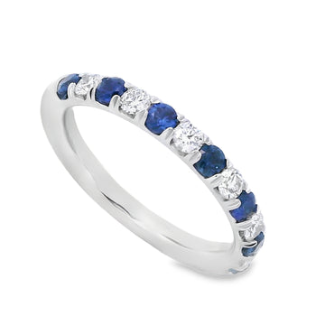 Roman Jewelers Signature 14K White Gold Sapphire & Diamond Alternating Half Band
