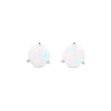 14K White Gold Opal Studs
