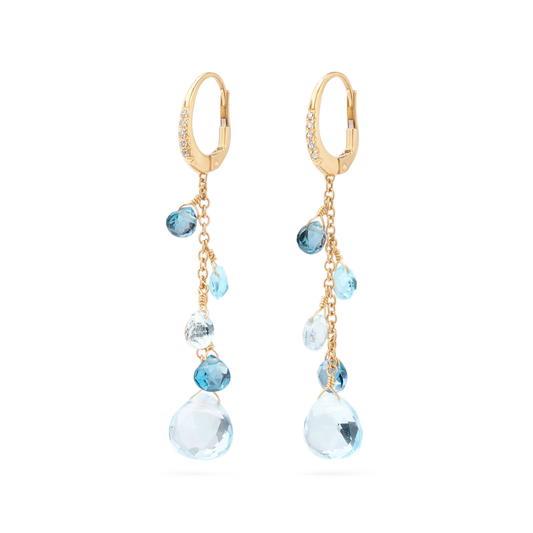 Marco Bicego 18K Yellow Gold Paradise Blue Topaz Single-Strand Earrings
