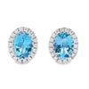 14K White Gold Oval Aquamarine & Diamond Studs