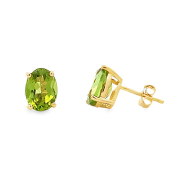 14K Yellow Gold Oval Peridot Studs
