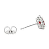 14K White Gold Oval Ruby and Diamond Halo Stud Earrings