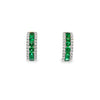 18K White Gold Emerald and Diamond Hoop Earrings