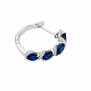 14K White Gold Sapphire and Diamond Hoop Earrings with Lever Back