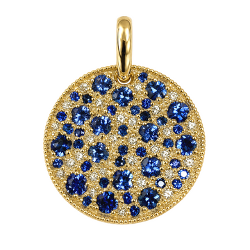 Rudolf Friedmann 14K Yellow Gold Sapphire and Diamond Circle Pendant