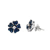 Leo Pizzo 18K White Gold Blue Sapphire and Diamond Flower Earrings