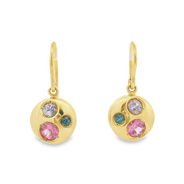 Lauren K 18K Yellow Gold Mulit-Gem Cluster Dangling Earrings