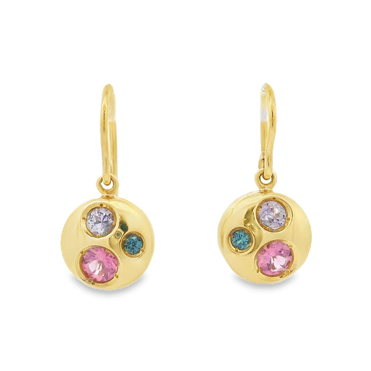 Lauren K 18K Yellow Gold Mulit-Gem Cluster Dangling Earrings