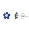 Norman Silverman 14K White Gold Small Sapphire & Diamond Flower Studs
