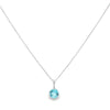 14K White Gold Blue Topaz Solitaire Pendant