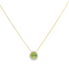 14K Yellow Gold Round Peridot & Diamond Halo Pendant