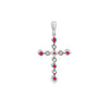 18K White Gold Diamond and Ruby Cross Pendant