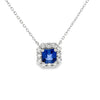 18K White Gold Sapphire and Diamond Halo Pendant