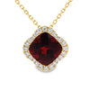 14K Yellow Gold Garnet and Diamond Halo Pendant