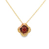 14K Yellow Gold Garnet and Diamond Halo Pendant