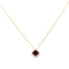 14K Yellow Gold Garnet and Diamond Halo Pendant
