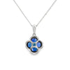 14K White Gold Sapphire and Diamond Clover Pendant with Chain