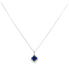 14K White Gold Sapphire and Diamond Clover Pendant with Chain
