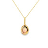 14K Yellow Gold Opal and Diamond Halo Pendant with Chain