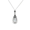 14K White Gold Aquamarine and Diamond Tear Drop Pendant with Chain
