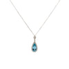 14K White Gold Aquamarine and Diamond Tear Drop Pendant with Chain