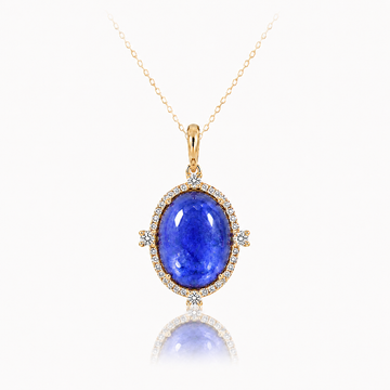 Rudolf Friedmann 14K Yellow Gold Tanzanite and Diamond Halo Oval Pendant