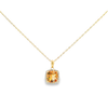 14K Yellow Gold Citrine Diamond Halo Pendant