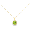 14K Yellow Gold Peridot Diamond Halo Pendant