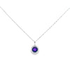 14K White Gold Round Amethyst & Diamond Halo Pendant